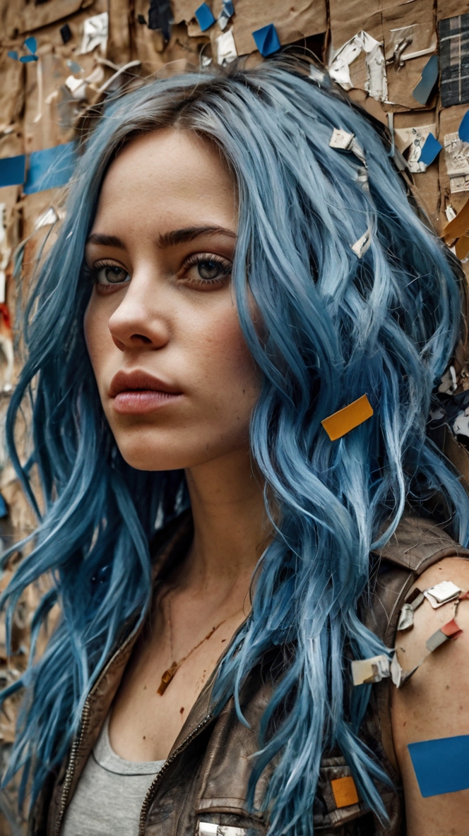 Leonardo Kino XL Woman with blue hair in the style of multilay 2